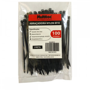 Abraçadeira de Nylon M10 Preto 100x 3mm - 100 Unidades