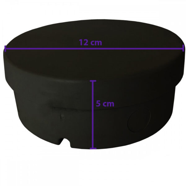 Caixa de Sobrepor CFTV Redonda Preta 12x5cm - Imagem 2