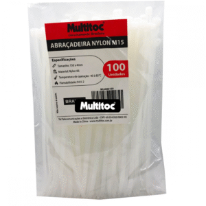 Abraçadeira de Nylon M15 Branco 150x4mm - 100 Unidades
