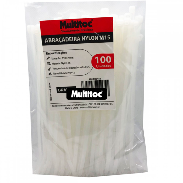 Abraçadeira de Nylon M15 Branco 150x4mm - 100 Unidades