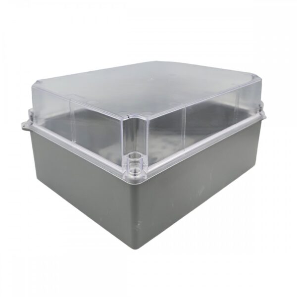 Caixa de Passagem Cinza com Tampa Transparente 19x24x12 cm