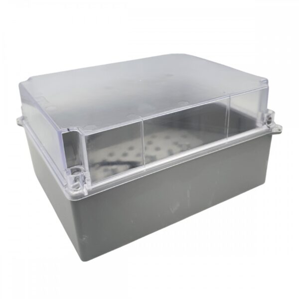 Caixa de Passagem Cinza com Tampa Transparente 19x24x12 cm - Imagem 2