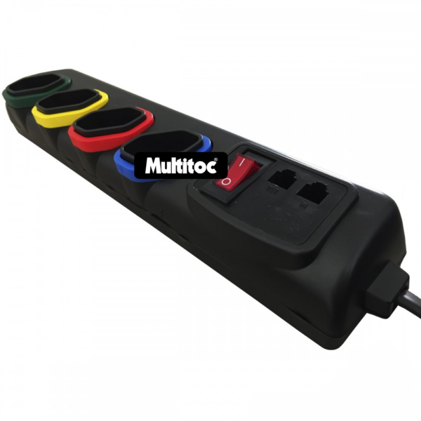 Filtro de Linha Bivolt com 4 Tomadas, Chave Disjuntora e Adaptador Telefônico - Imagem 3